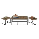 Tavolino da Salotto Marrone Noce Nero set 3 Pezzi Modulabili Forma Rettangolare 90x60x42h cm, Colore Ripiano Marrone - Calco