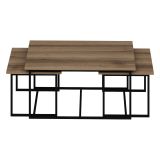 Tavolino da Salotto Marrone Noce Nero set 3 Pezzi Modulabili Forma Rettangolare 90x60x42h cm, Colore Ripiano Marrone - Calco