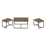 Tavolino da Salotto Marrone Noce Nero set 3 Pezzi Modulabili Forma Rettangolare 90x60x42h cm, Colore Ripiano Marrone - Calco