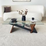 Tavolino da Salotto Marrone Noce Nero un Vano Forma Rettangolare 105x65x31h cm, Colore Ripiano Trasparente - Incarico