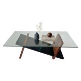 Tavolino da Salotto Marrone Noce Nero un Vano Forma Rettangolare 105x65x31h cm, Colore Ripiano Trasparente - Incarico