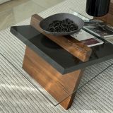Tavolino da Salotto Marrone Noce Nero un Vano Forma Rettangolare 105x65x31h cm, Colore Ripiano Trasparente - Incarico