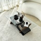 Tavolino da Salotto Marrone Noce Nero un Vano Forma Rettangolare 105x65x31h cm, Colore Ripiano Trasparente - Incarico