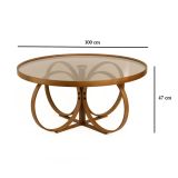 Tavolino da Salotto Marrone Noce Piano in Vetro Temperato Forma Ovale 100x100x47h cm, Materiale Struttura in Vetro - Gargallo