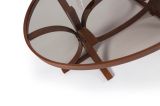 Tavolino da Salotto Marrone Noce Piano in Vetro Temperato Forma Ovale 112x78x47h cm, Materiale Struttura in Vetro - Sommo