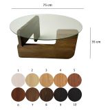 Tavolino da Salotto Marrone Noce Piano in Vetro Temperato Forma Rotondo 75x75x35h cm, Sfumatura Colore Struttura Noce - Cornalba
