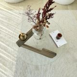 Tavolino da Salotto Marrone Noce Piano in Vetro Temperato Forma Rotondo 75x75x35h cm, Sfumatura Colore Struttura Noce - Cornalba