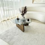Tavolino da Salotto Marrone Noce Piano in Vetro Temperato Forma Rotondo 75x75x35h cm, Sfumatura Colore Struttura Noce - Cornalba