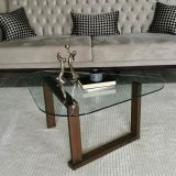 Tavolino da Salotto Marrone Noce Portariviste Forma Ovale 96x81x41h cm, Sfumatura Colore Struttura Noce - Eufrasia