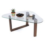 Tavolino da Salotto Marrone Noce Portariviste Forma Ovale 96x81x41h cm, Sfumatura Colore Struttura Noce - Eufrasia
