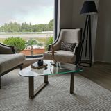 Tavolino da Salotto Marrone Noce Portariviste Forma Ovale 96x81x41h cm, Sfumatura Colore Struttura Noce - Eufrasia