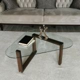 Tavolino da Salotto Marrone Noce Portariviste Forma Ovale 96x81x41h cm, Sfumatura Colore Struttura Noce - Eufrasia