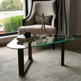 Tavolino da Salotto Marrone Noce Portariviste Forma Ovale 96x81x41h cm, Sfumatura Colore Struttura Noce - Eufrasia