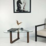 Tavolino da Salotto Marrone Noce Portariviste Forma Ovale 96x81x41h cm, Sfumatura Colore Struttura Noce - Eufrasia