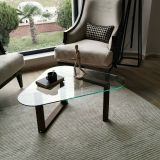 Tavolino da Salotto Marrone Noce Portariviste Forma Ovale 96x81x41h cm, Sfumatura Colore Struttura Noce - Eufrasia