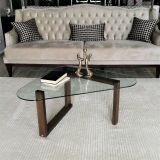 Tavolino da Salotto Marrone Noce Portariviste Forma Ovale 96x81x41h cm, Sfumatura Colore Struttura Noce - Eufrasia