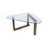 Tavolino da Salotto Marrone Noce Portariviste Forma Ovale 96x81x41h cm, Sfumatura Colore Struttura Noce - Eufrasia