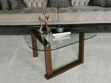 Tavolino da Salotto Marrone Noce Portariviste Forma Ovale 96x81x41h cm, Sfumatura Colore Struttura Noce - Eufrasia