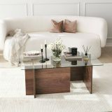 Tavolino da Salotto Marrone Noce Portariviste Forma Rettangolare 105x65x40h cm, Sfumatura Colore Struttura Noce - Teti