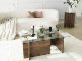 Tavolino da Salotto Marrone Noce Portariviste Forma Rettangolare 105x65x40h cm, Sfumatura Colore Struttura Noce - Teti
