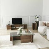 Tavolino da Salotto Marrone Noce Portariviste Forma Rettangolare 40x40x60h cm, Sfumatura Colore Struttura Noce - Ballabio