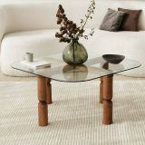 Tavolino da Salotto Marrone Noce Portariviste Forma Rettangolare 80x80x40h cm, Sfumatura Colore Struttura Noce - Gran