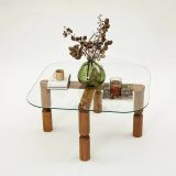 Tavolino da Salotto Marrone Noce Portariviste Forma Rettangolare 80x80x40h cm, Sfumatura Colore Struttura Noce - Gran