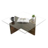 Tavolino da Salotto Marrone Noce Portariviste Forma Rettangolare 90x90x35h cm, Sfumatura Colore Struttura Noce - Dhabi