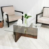Tavolino da Salotto Marrone Noce Portariviste Forma Rettangolare 90x90x35h cm, Sfumatura Colore Struttura Noce - Dhabi