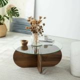 Tavolino da Salotto Marrone Noce Portariviste Forma Rotonda 75x75x35h cm, Sfumatura Colore Struttura Noce - Bagolino