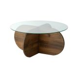 Tavolino da Salotto Marrone Noce Portariviste Forma Rotonda 75x75x35h cm, Sfumatura Colore Struttura Noce - Bagolino