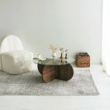 Tavolino da Salotto Marrone Noce Portariviste Forma Rotonda 75x75x35h cm, Sfumatura Colore Struttura Noce - Nila