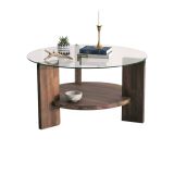 Tavolino da Salotto Marrone Noce Portariviste Forma Rotonda 75x75x40h cm, Sfumatura Colore Struttura Noce - Felino