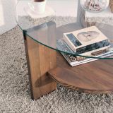 Tavolino da Salotto Marrone Noce Portariviste Forma Rotonda 75x75x40h cm, Sfumatura Colore Struttura Noce - Felino
