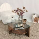 Tavolino da Salotto Marrone Noce Portariviste Forma Rotonda 75x75x40h cm, Sfumatura Colore Struttura Noce - Felino