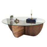Tavolino da Salotto Marrone Noce Portariviste Forma Rotonda 90x90x30h cm, Sfumatura Colore Struttura Noce - Jolanda