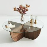 Tavolino da Salotto Marrone Noce Portariviste Forma Rotonda 90x90x30h cm, Sfumatura Colore Struttura Noce - Jolanda