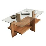 Tavolino da Salotto Marrone Noce Portariviste un Vano 105x60x40h cm, Forma Rettangolare - Tomiri