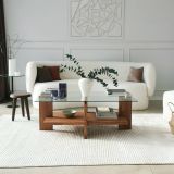 Tavolino da Salotto Marrone Noce Portariviste un Vano 105x60x40h cm, Forma Rettangolare - Tomiri