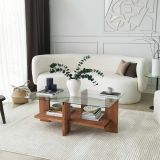 Tavolino da Salotto Marrone Noce Portariviste un Vano 105x60x40h cm, Forma Rettangolare - Tomiri