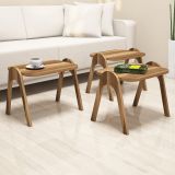Tavolino da Salotto Marrone Noce set 3 Pezzi Forma Rettangolare 49x36x42h cm, Sfumatura Colore Ripiano Noce - Cerrione