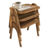 Tavolino da Salotto Marrone Noce set 3 Pezzi Forma Rettangolare 49x36x42h cm, Sfumatura Colore Ripiano Noce - Cerrione