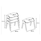 Tavolino da Salotto Marrone Noce set 3 Pezzi Forma Rettangolare 49x36x42h cm, Sfumatura Colore Ripiano Noce - Cerrione