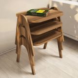 Tavolino da Salotto Marrone Noce set 3 Pezzi Forma Rettangolare 49x36x42h cm, Sfumatura Colore Ripiano Noce - Cerrione