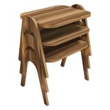 Tavolino da Salotto Marrone Noce set 3 Pezzi Forma Rettangolare 49x36x42h cm, Sfumatura Colore Ripiano Noce - Cerrione