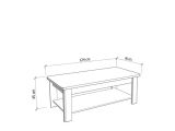 Tavolino da Salotto Marrone Noce un Vano Forma Rettangolare 124x60x45h cm, Sfumatura Colore Ripiano Noce - Pella