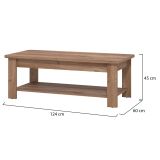 Tavolino da Salotto Marrone Noce un Vano Forma Rettangolare 124x60x45h cm, Sfumatura Colore Ripiano Noce - Pella