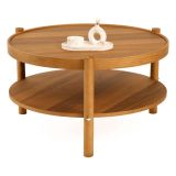 Tavolino da Salotto Marrone Noce un Vano Forma Rotondo 80x80x48h cm, Sfumatura Colore Ripiano Noce - Gildone