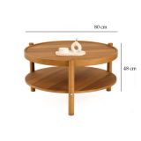 Tavolino da Salotto Marrone Noce un Vano Forma Rotondo 80x80x48h cm, Sfumatura Colore Ripiano Noce - Gildone