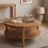 Tavolino da Salotto Marrone Noce un Vano Forma Rotondo 80x80x48h cm, Sfumatura Colore Ripiano Noce - Gildone